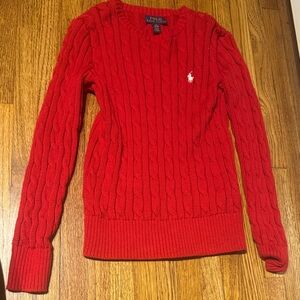 Polo by Ralph Lauren Kid’s Vibrant Red Cable Knit Sweater